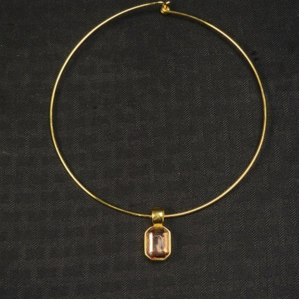 JOAN RIVERS Round Gold Tone‎ Slide Necklace Amber Pendant